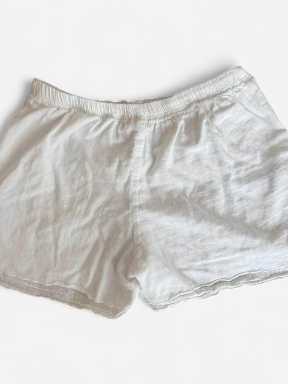 Women's White Cotton Linen Casual Shorts - Picture 2 of 6